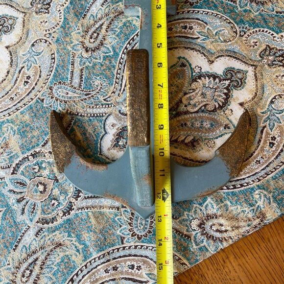 Coat Rack wood hanger nautical anchor distressed slate blue & bronzed accents, - Picture 6 of 6